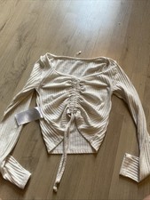 Weißer  Strick Schnürrpullover Größe XS