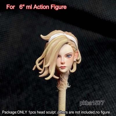 Premium 1/12 Scale Lovely Girl Female Head Sculpt For 6'' Action Figure Body