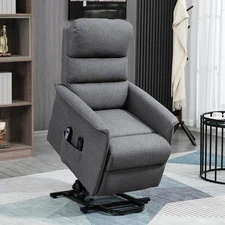 Strong Power Recliner Massing Lounger w/Vibration & Manual Control, Grey