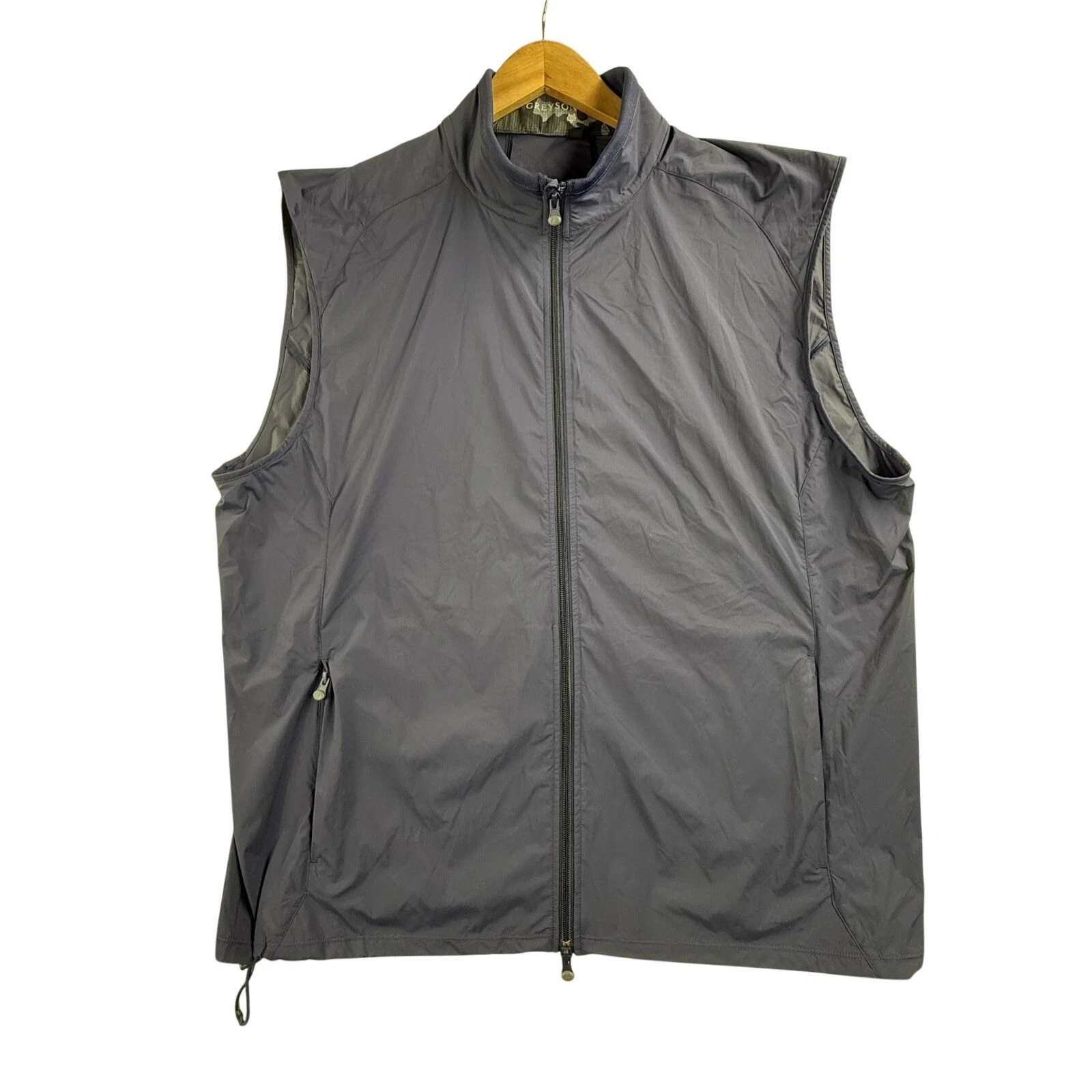 Greyson Vest Mens 2XL Blue Nylon Golf Windbreaker Full Zip Lightweight Pockets