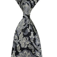 New Luxury Paisley Gray Beige Black Woven Skinny Silk Classic Men's Tie Necktie