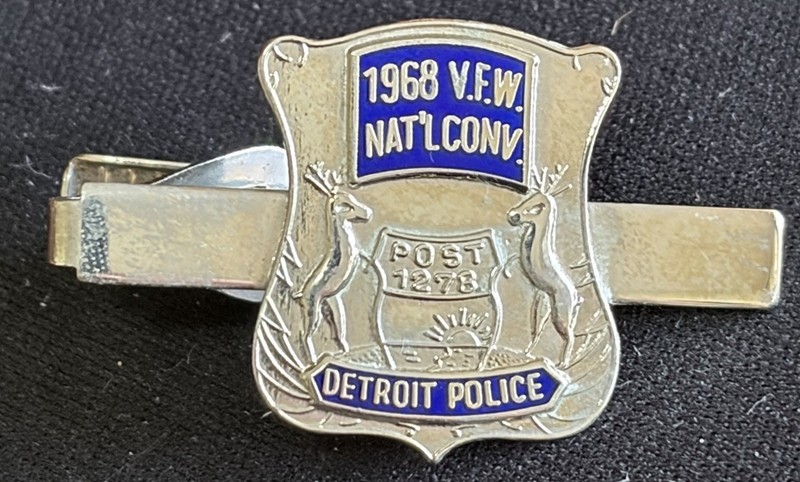 Vintage 1968 Detroit Police Tie Clip VFW NATIONAL CONVENTION Post 1278 MI
