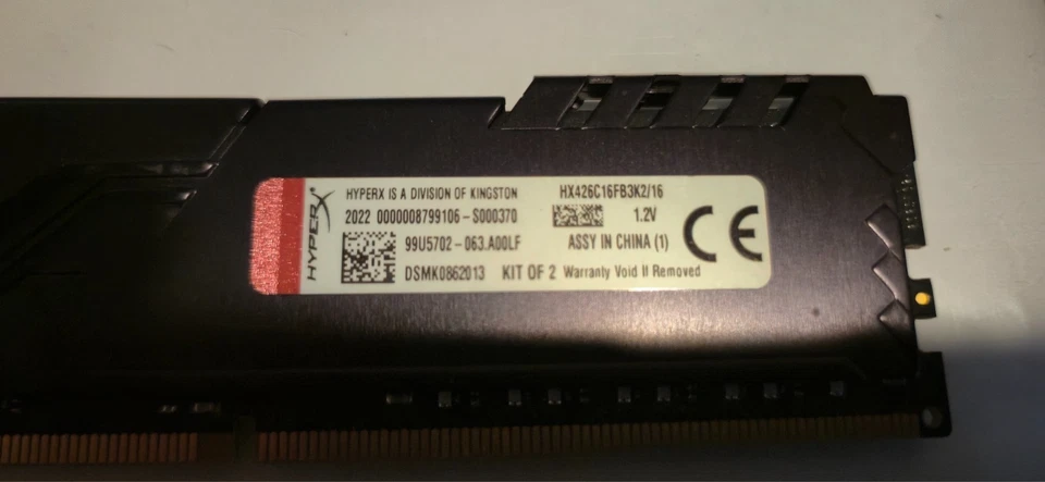 2x 8GB - HyperX Fury HX426C16FB3/8 16GB DDR4-2666 RAM Modules - Used - Working - Image 3 of 4