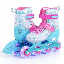 Kids Inline Skates for Boys Girls, 4-Size Adjustable Illuminating Roller Skates