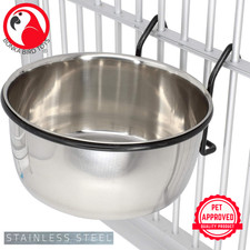 Bonka Bird Toys 3497 20oz Stainless Steel Lux Black Hook Cage Bowl