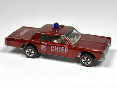 Hot Wheels Redline Fire Chief Cruiser Red US White Interior