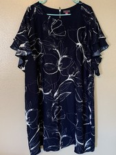 Vince Camuto Blue Shift Dress Ruffle Sleeves Size 20W