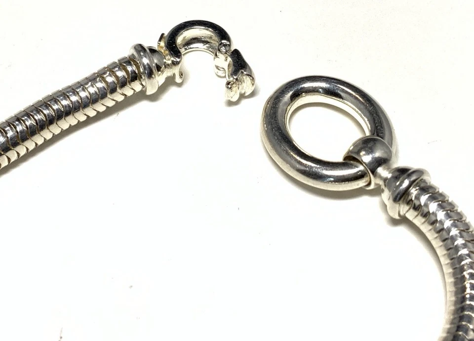 Brazalete de cadena de serpiente Milor de plata de ley 925 8 pulgadas Italia KT47 Foto 4 de 4