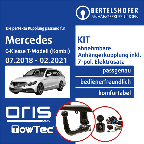 für Mercedes C-Klasse T-Modell (Kombi) Typ S205 18- AHK Abn +7Pol Sp. E-Satz EBA-image