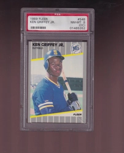 1989 Fleer #548 Ken Griffey jr PSA 8 o/c nm-mint