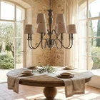 Large 12 Branch Arm French Style Aged Grey Metal 2 Tier Chandelier Ceiling Light
