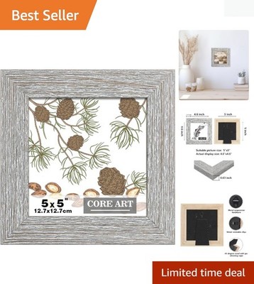 5x5 Distressed Gray Frame with Easy-Swap Design - Ideal Gift for Mother's Day