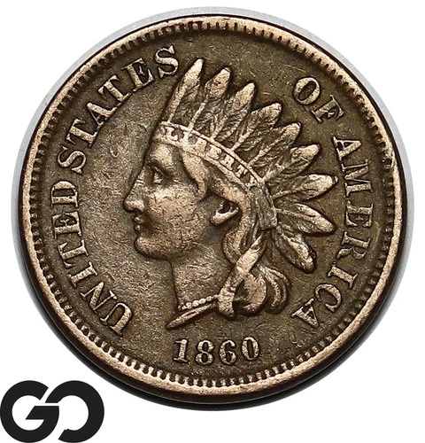 1860 Indian Head Cent Penny, Pointed Bust, Choice VF++