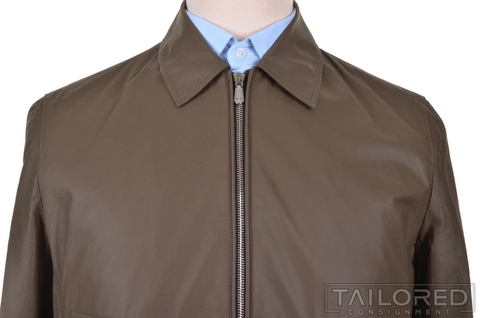 NWT - CESARE ATTOLINI Brown Leather Mens Bomber Jacket Coat - EU 50 / MEDIUM - Изображение 2 из 4