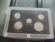 Great Britain Silver Coins 1946 Set Shillings Six Pence Display Case