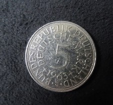 Silbermünzen 5 Mark BRD 1963 J Heiermänner vz