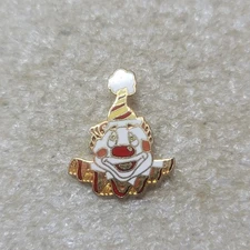 Vintage Clown Pinback Button Lapel Hat Enamel Red Nose Gold Tone