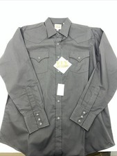 New Men s Black ELY Cattleman Pearl Snap Long Sleeve Shirt 16.5x35 L P-35