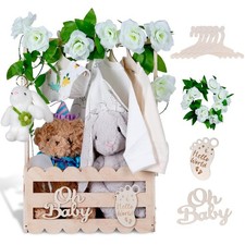 Wooden Baby Shower Crate Closet with Handle,Storage Basket,Baby Clothes Hange...