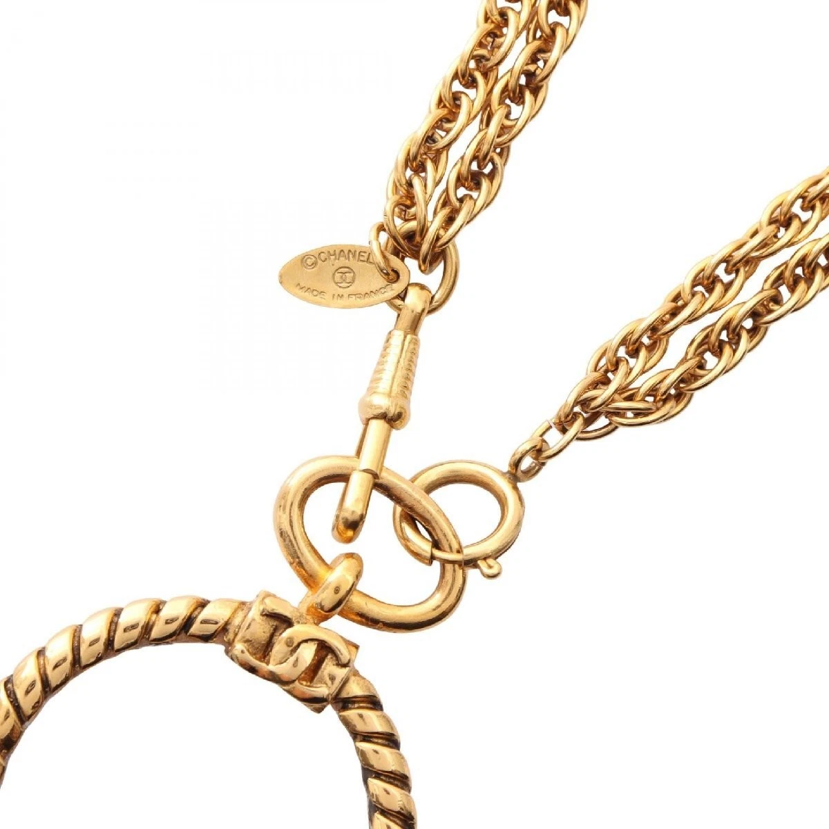 Collana Chanel Coco Mark lente di ingrandimento GP placcata oro accessori donna CC