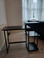 Compact Computer Desk with Shelves – Black – Excellent Condition