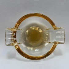 Vintage MCM Carnival Glass Marigold Iridescent Ashtray 5" Mid-Century Modern