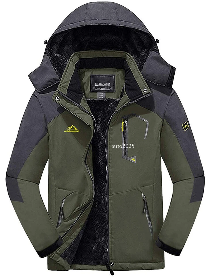 Men's Waterproof Winter Jacket Warm Winter Coat Outdoor Ski Snow Hooded Jackets - Image 3 of 4