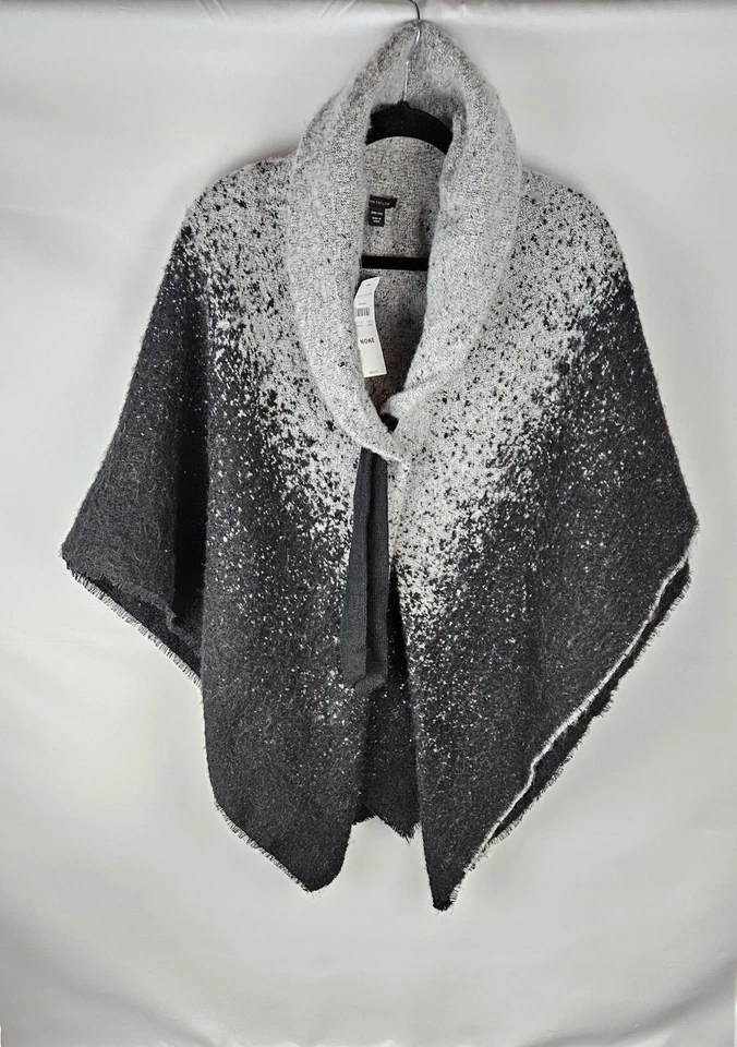女式 ANN Taylor 黑色披肩 ONE 尺码全新带标签黑色和灰色  — 第 3/4 张图片