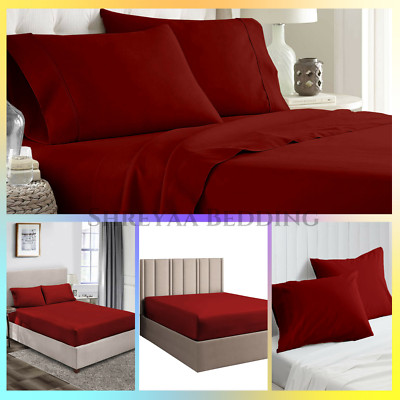 Select Hotel Quality Bed Sheets - 1000 OR 1200 TC 100% Cotton - Burgundy