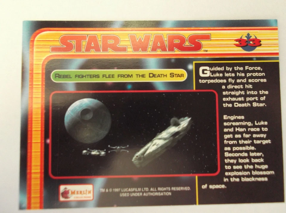 Merlin - Star Wars Trilogy "REBEL FIGHTERS FLEE THE DEATH STAR" #33 Trade Card - Image 2 of 2