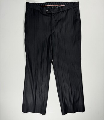 Versace Mens 37x29 Wool Blend Dress Pants Striped Designer Italy Modern Preppy