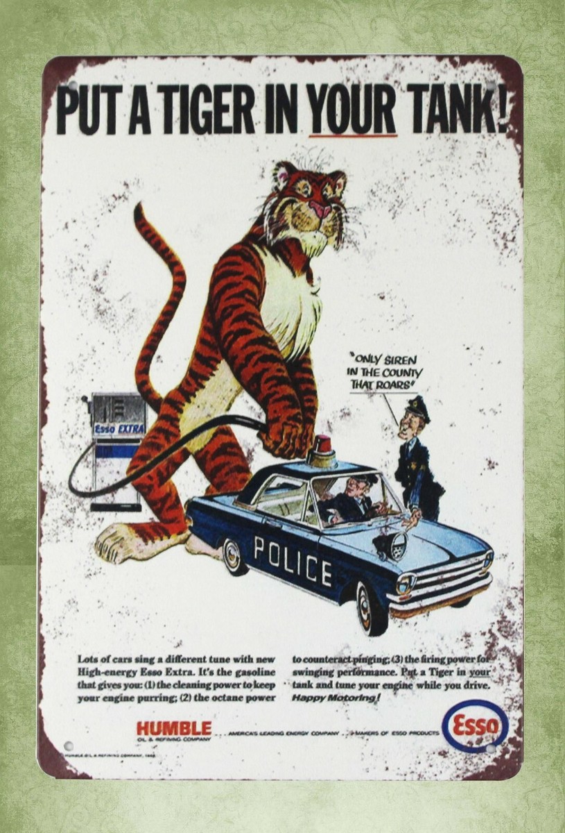Esso gas put a tiger in your tank tin metal garage signs | eBay