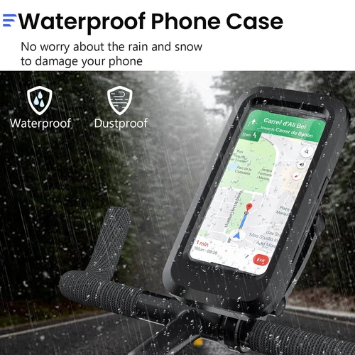 Waterproof Motorcycle Bike Handlebar Phone Mount Holder Case for iPhone Samsung - Picture 10 of 19