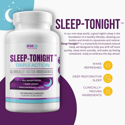 Great Life Worldwide Sleep Tonight Triple Action 60 Capsule Count