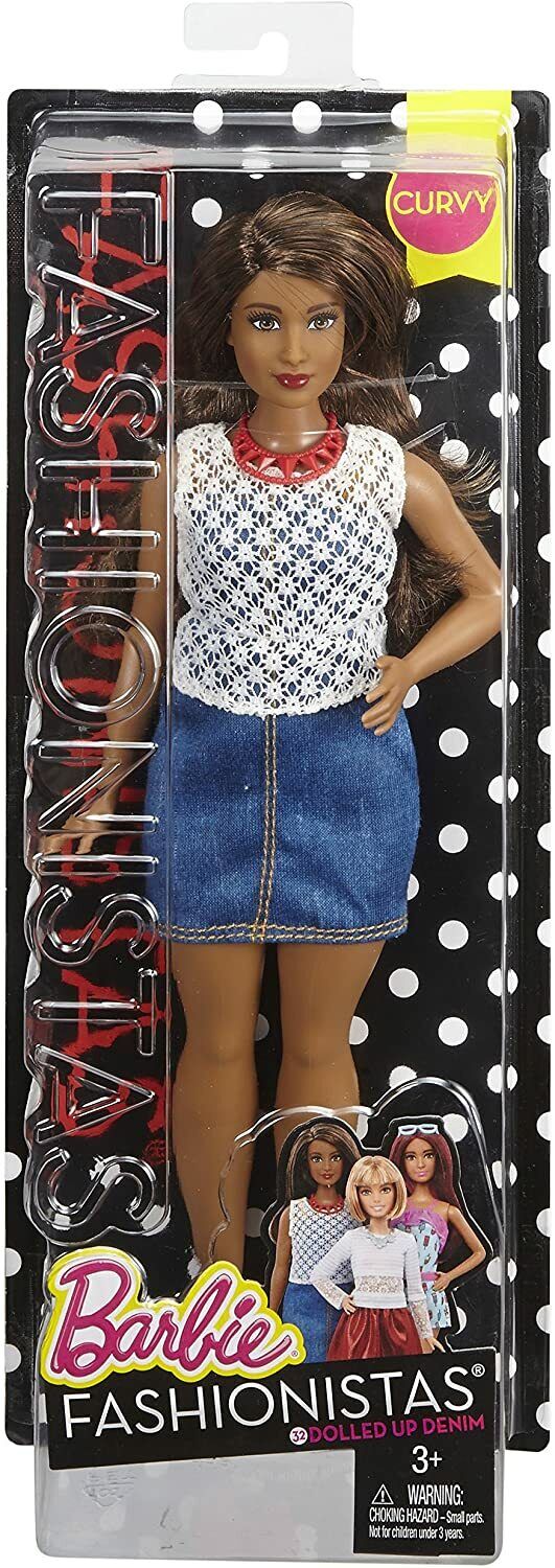 Barbie Fashionistas Dolled Up Denim&comma; Curvy Body Doll
