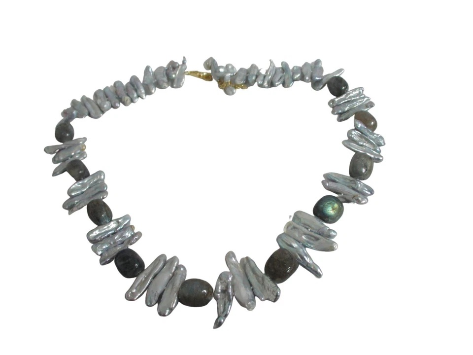 Collar de 22" de perlas y piedras preciosas Keshi cultivadas rarezas Foto 4 de 4