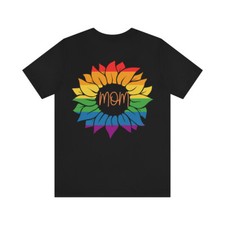 Big Mom Mother Rainbow Colorful Sunflower Tshirt Great Gift Helps Rescues Animal