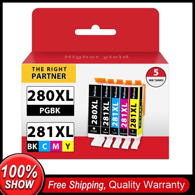 5PK For Canon PGI-280XL & CLI-281XL Ink Cartridge PIXMA TR8622a TS8320 TS9521C