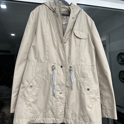 Esprit Women's Hooded Beige Jacket Coat Size L Excellent Condition