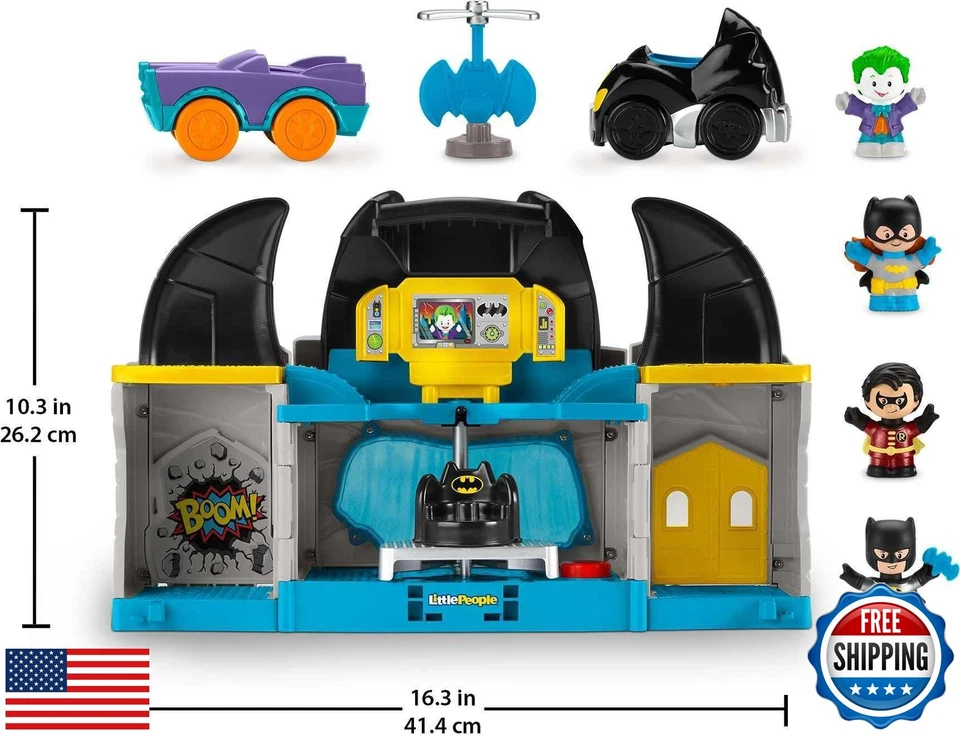 Brinquedo infantil Fisher-Price Little People DC Super Friends luxo Batcave Playse - Imagem 3 de 4