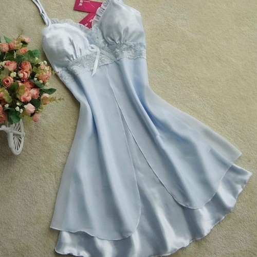 Women's Sexy-Lingerie Babydoll Sleepwear Underwear Lace Dress Silk Nightwear - Picture 9 of 34