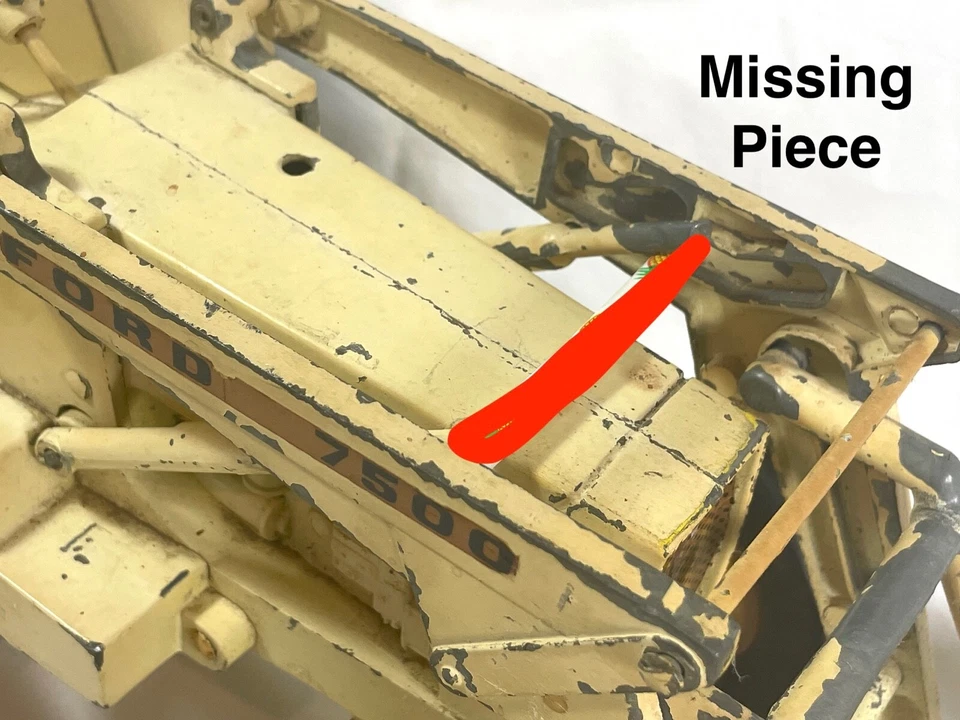 Vintage Steel Large 1/12 Scale Ertl Ford 7500 Front Loader Backhoe Tractor READ - Image 2 of 4