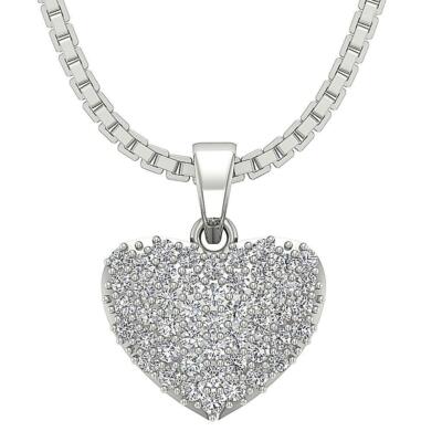 アクセサリー HEART NECKLACE SI1 G 0.45 Ct Round Cut Diamond Heart Pendant Necklace 14K