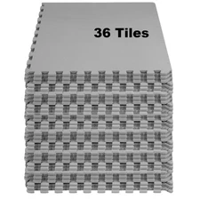 144 Sq Ft - 36 Tiles ½ Inch Puzzle Exercise Mat EVA Foam for Home Gym Grey