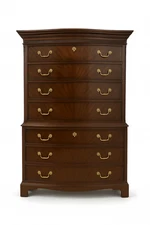 Drexel Heritage Unusual Vintage 18th Century Burled Mahogany Traditional Chest