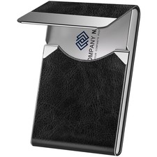 PU Leather Metal Business Card Holder Slim Metal Case Wallet with Magnetic Shut