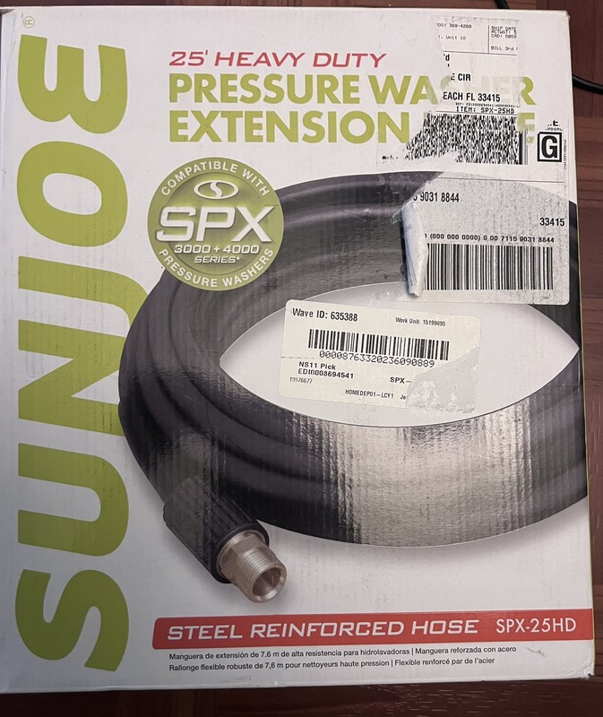 Sun Joe SPX-25HD 25 ft Heavy Duty Steel Reinforced High Pressure Hose