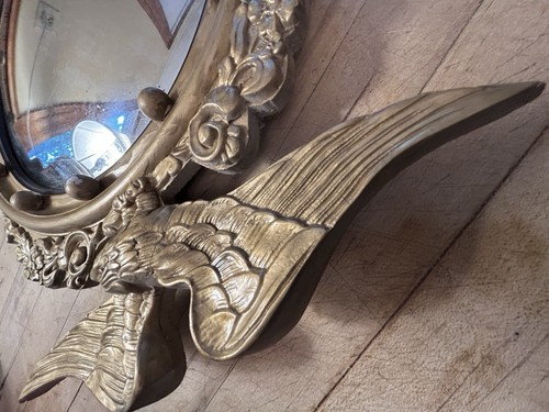 Vintage Federal Eagle Gold Wood Convex Mirror American Federal Period Mirror - Picture 7 of 17