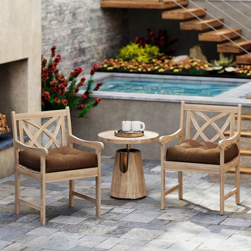2PCS 21" x 21" Indoor/Outdoor Patio Chair Seat Cushion Pads Brown - Picture 3 of 9