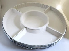 SERVING DISH/GODINGER-5 Piece Porcelain Sectional Lazy Susan-Chrome Stand